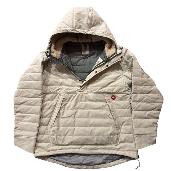 Relwen Men's Channel Anorak Light Stone Pullover Hooded Puffer Jacket Size Large - Picture 1 of 9